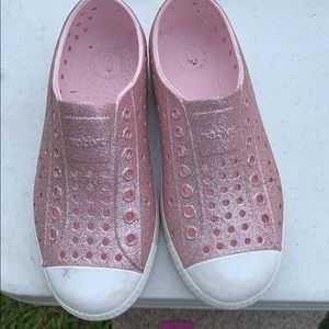 Pink sparkly Slip ons
